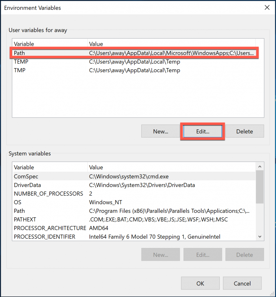 Pilih dan Edit Variable Path