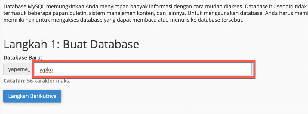 Langkah 1 - Buat Database