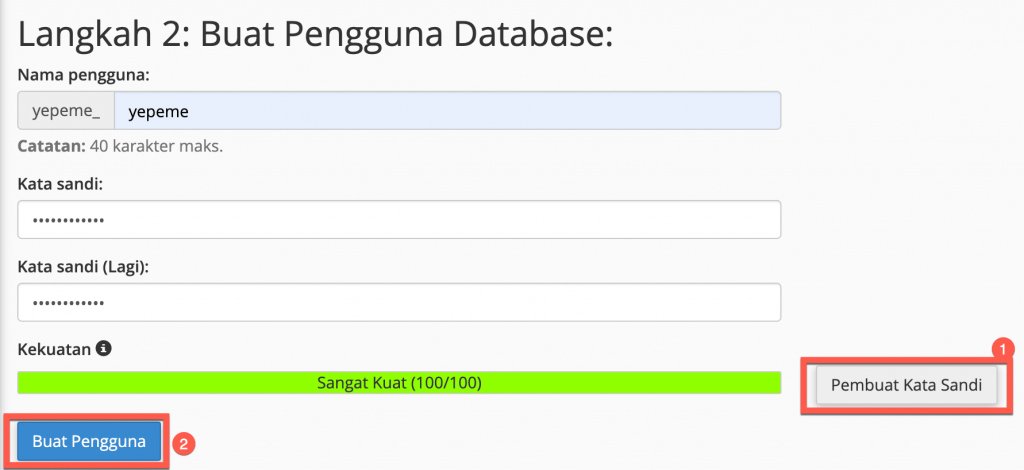 Langkah 2 - Buat Pengguna Database