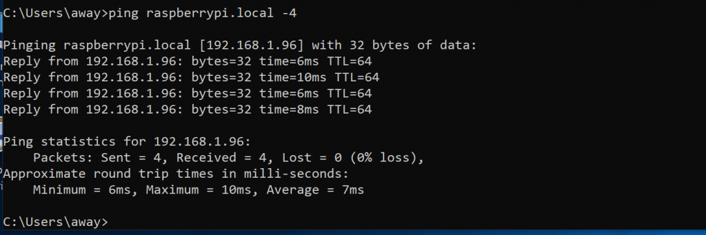 Ping Raspberry Pi Local