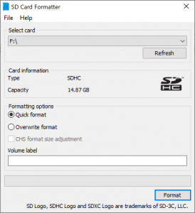 Format dengan SD CARD Formater