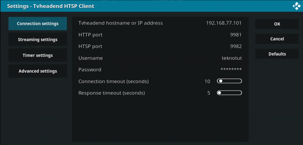 Setting Kodi TV Headend