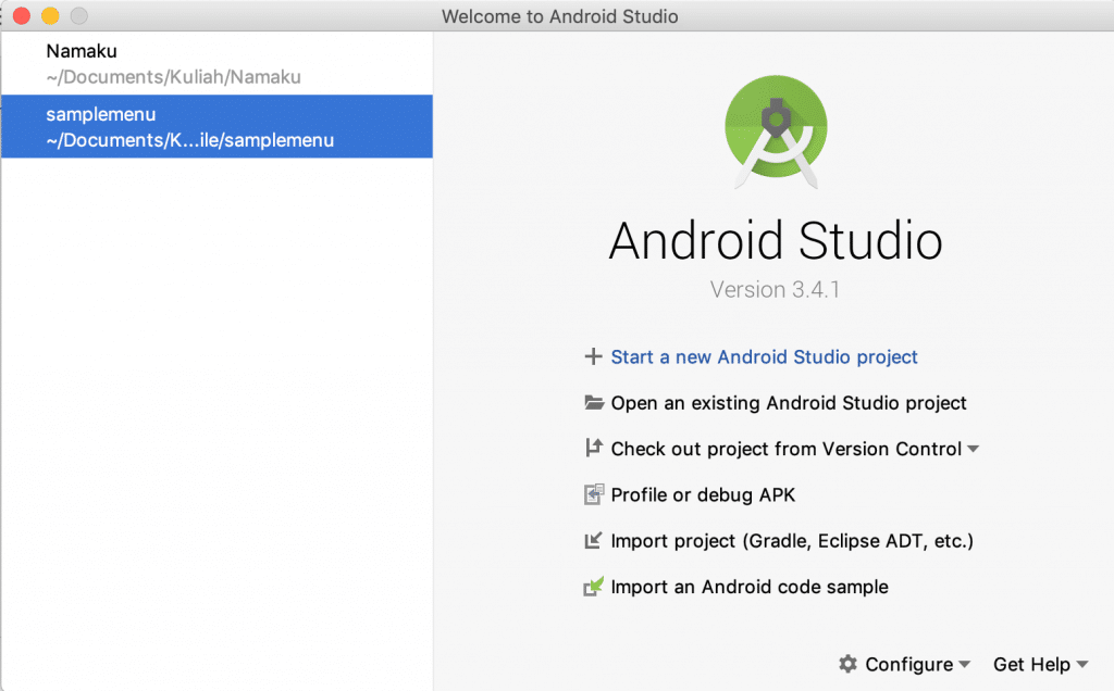 Start Screen Android Studio