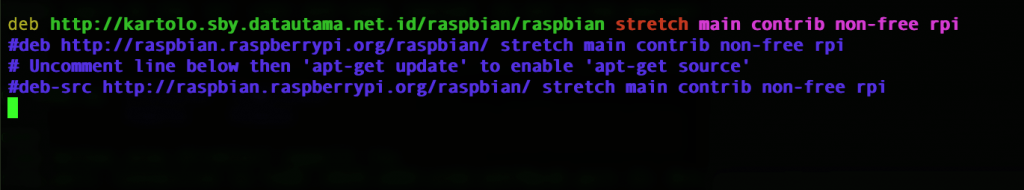 Tampilan Edit Repository Raspbian