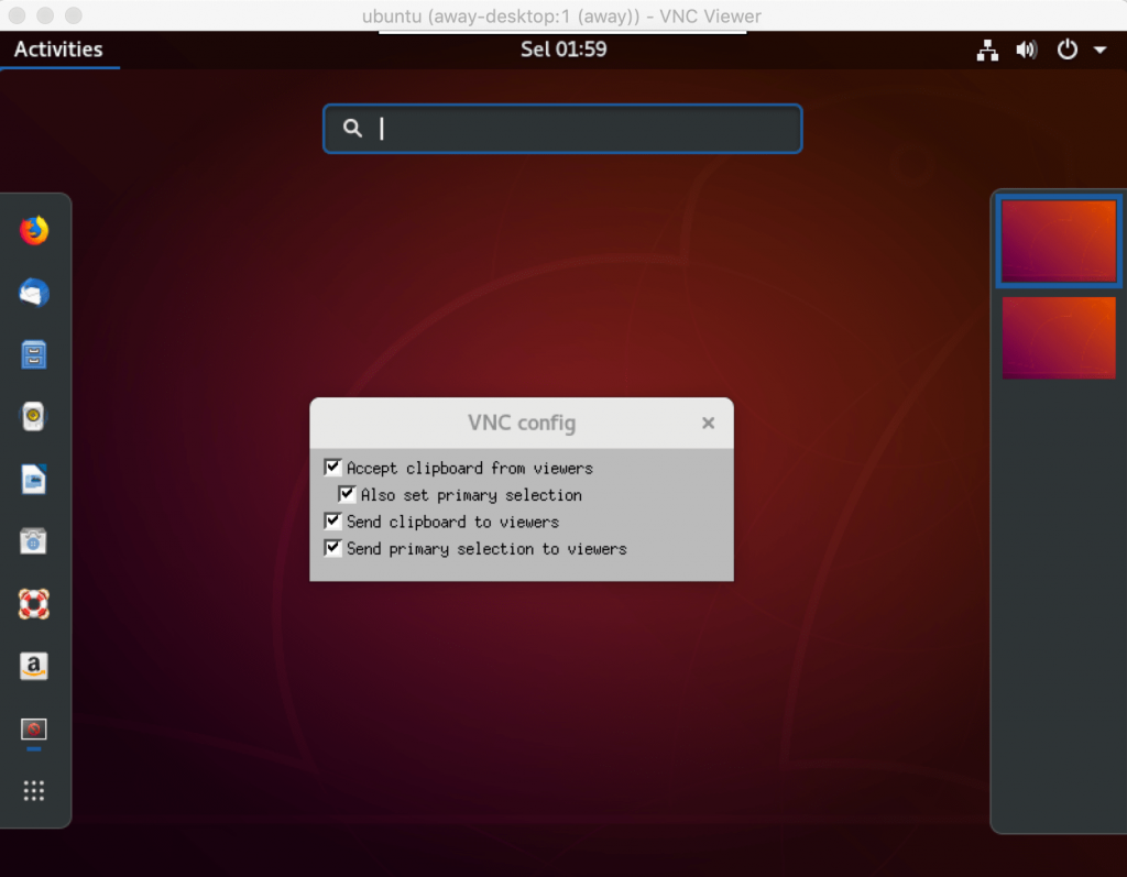 Tampilan VNC Server Gnome Ubuntu 18
