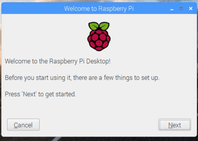 Halaman Welcome Screen Raspbian